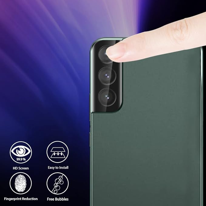 Orzero (3 Pack) Camera Lens Protector Compatible for Samsung Galaxy S22 5G, Samsung Galaxy S22 Plus 5G, Protector de Cámera Tempered Glass 9 Hardness HD Anti-Scratch Full Coverage Bubble-Free - Image 3
