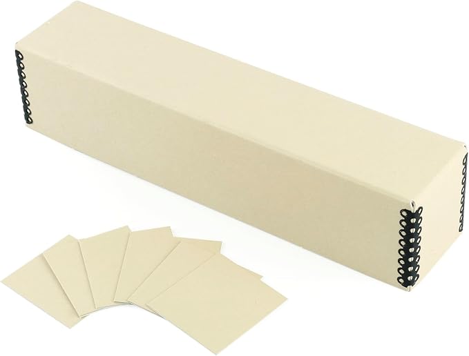 Golden State Art, Archival Slide Storage Case, 2.5"x2.125"x11" -Tan | Acid-Free File Box, Metal Edge Corner, Holds Up to 140 Films, Ideal for Store Photos Negatives and Cards by GoldenStateArt