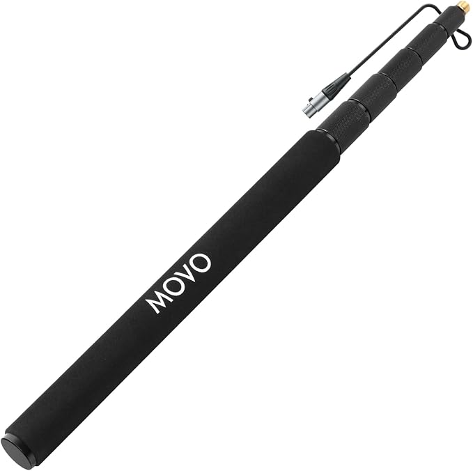 Movo CMP-17C Professional 9.8' Aluminum Boom Pole for Shotgun Microphones with Internal XLR Cable – Compatible with Rode NTG Series, Sennheiser MKE600, Audio-Technica AT875R & More by Movo