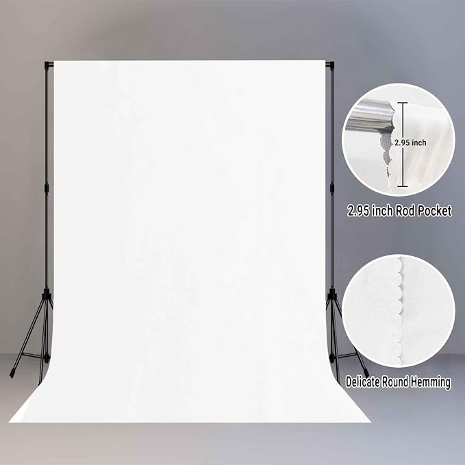 White Photo Backdrop for Photoshoot, Fabric 5x7ft | Polyester Studio Photography Backgrounds, Non Reflective, Easy to Hang, for Portrait Shoot, Product, Party, Video Creation - Image 6