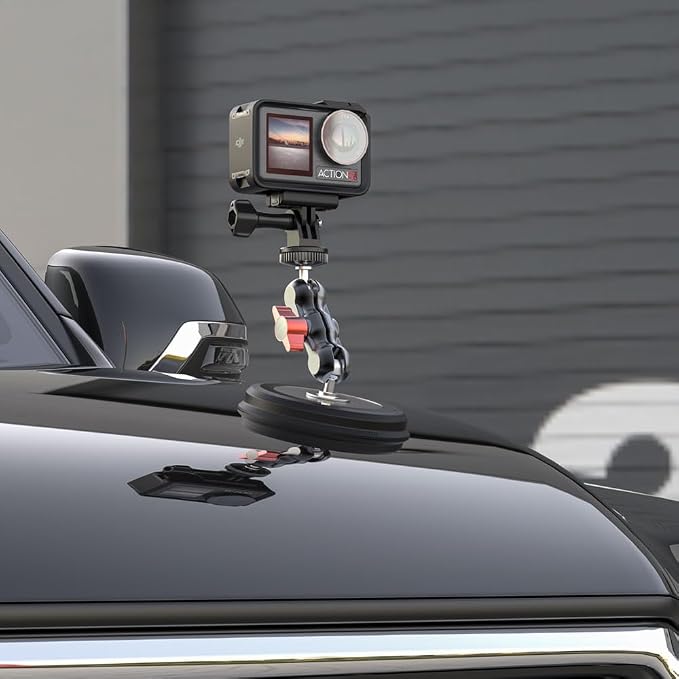 Strong Magnetic Camera Mount, Car Outside 1/4" Magnetic Camera Mount with 2 Ball Head, Attaches to All Metal Surfaces for GoPro 13/12/11/10, DJI Action 6/5 Pro/4, Nano, Insta 360 X5/X4 and More - Image 2