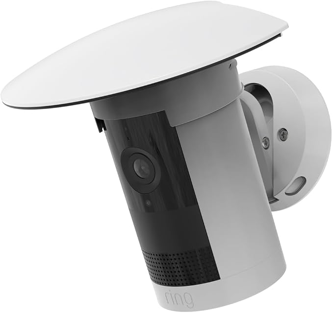 Sun & Rain Shade Cover for Ring Outdoor Cam Plus, White | Plastic protective visor, adds extra protection, shields camera from rain, snow, sunlight & bird dropping, easy installation by Holicfun