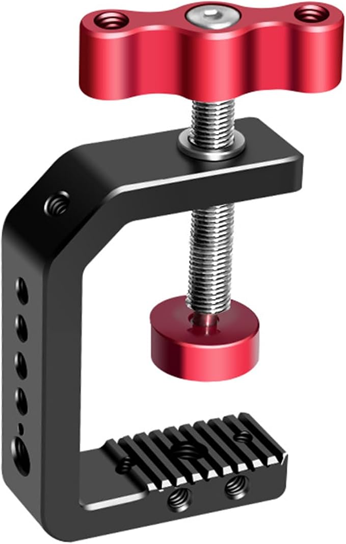 C Clamp Camera Mount with 1/4" and 3/8" Threads | Heavy Duty Aluminum C-Clamp Mount for Photo Studio Video Camera/ Tripods/Desktop/Table/Rods,Max 2.36 inches by DINESK