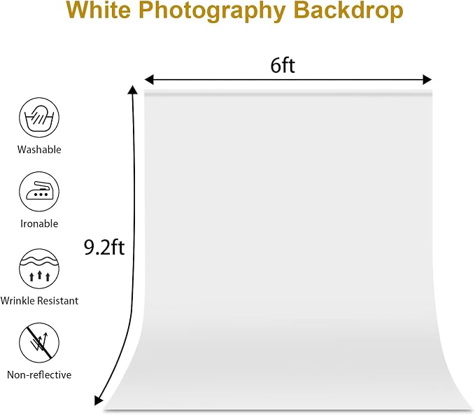 6X9FT White Background for Photography (Background Only) | White Photo Booth Backdrops for Photoshoot, White Backgrounds Screen Video Recording Parties Curtain, Low Temperature Ironing - Image 2