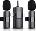 3 in 1 Wireless Lavalier Microphone for iPhone, iPad, Android, Camera,12-Hour Battery, mini Noise Reduction Recording Mic 2.4G Ultra-Low Delay, Microphone for Vlog/ TikTok/YouTube Live Stream( 2 Mic) by Akcswo