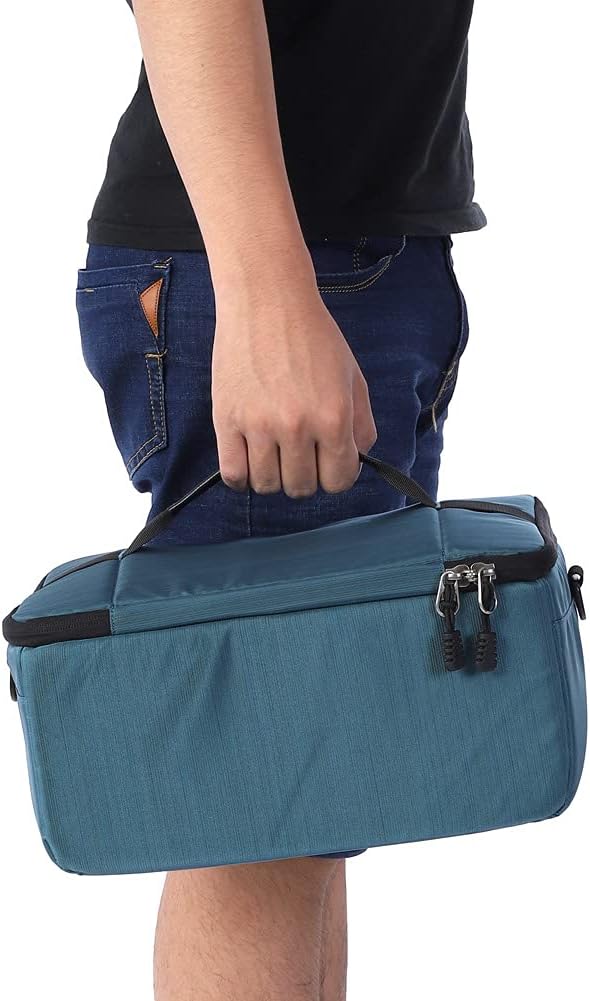 VINGVO Partition Lens Bag, Shockproof Waterproof Polyester Protective Insert Camera Pouch Camera Organizer Camera Lens Bag for Lens Tissue Card Reader(Blue) - Image 6