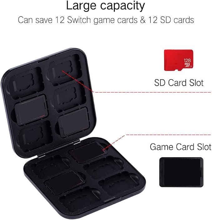 PERFECTSIGHT Cute Switch Game Card Case Compatible with Nintendo Switch Lite/ OLED 12 Slots Game Holder Cartridge Case for Game and SD Cards, Kawaii Portable Compact Game Storage Box, Red & Green - Image 4