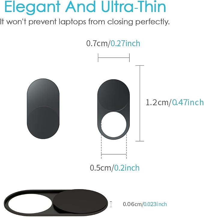 HKDGYHON Laptop Camera Cover Slide, Metal Webcam Cover, Super-Thin 0.023 inch Magnetic Camera Cover Slide, Protect Privacy, Compatible with MacBook, iMac, Laptop, PC, iPad, iPhone - Image 2
