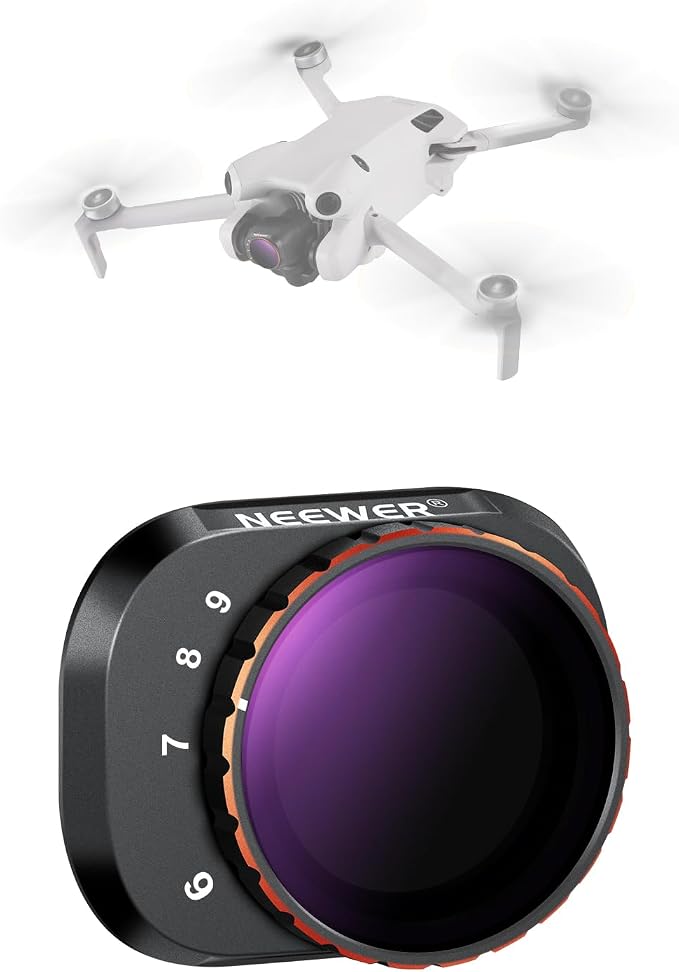 NEEWER Variable ND Filter Compatible with DJI Mini 4 Pro, ND64-512 6-9 Stops Multicoated HD Optical Glass Drone Camera Lens Video Recording Aerial Photography Accessories by Neewer