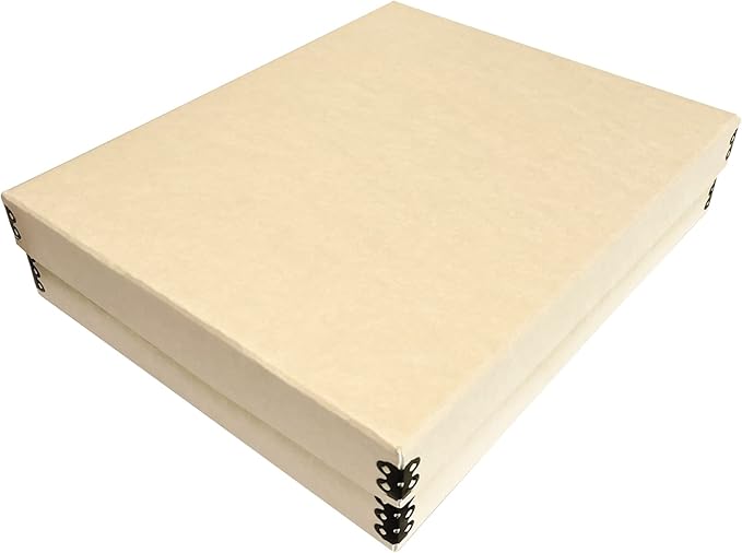 Lineco Museum Archival Storage Box, Drop Front, 11.75x14.75x3 in, Tan | Acid-Free with Metal Edge, Preserves Picture Longevity, Organize Photos, Newspapers, Prints, Documents, Crafts, DIY by Lineco