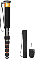 Koolehaoda 61" Camera Monopod Aluminum 6-Section Portable Travel Unipod | Folds to 15" at 0.95 lbs, 22 lbs Max Load, 28mm Tube, 1/4" & 3/8" Reversible Screw, Metal Spike & Rubber Foot by Koolehaoda