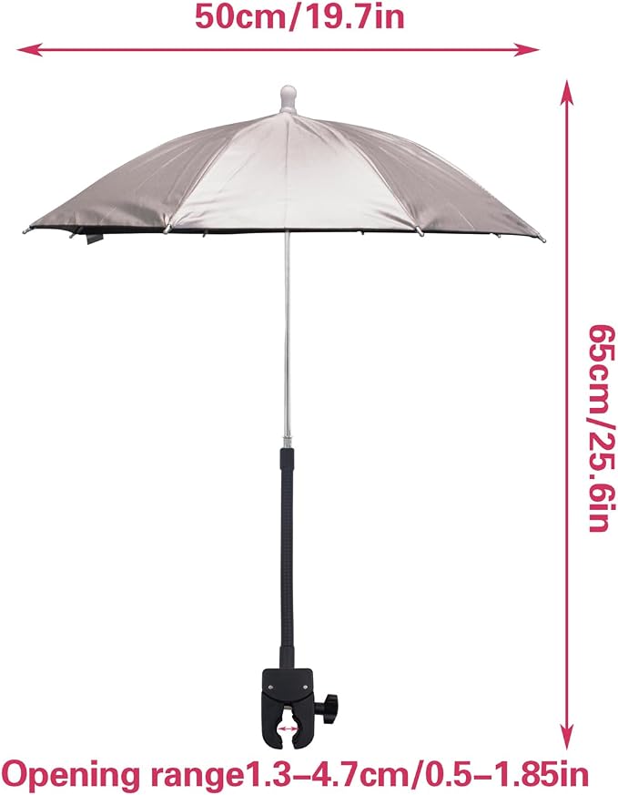 20'' Umbrella Chair Clamp for Cameras, Tripod Sun Shade Umbrella (Silver) | Flexible Adjustable Gooseneck Camera Rain Cover for Outdoor Photographing, Filming, Live Streaming - Image 2