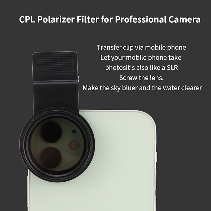 37mm CPL Polarized Phone Camera Lens, Universal Clip On CPL Phone Filter Lens, Anti-Glare Camera Lens HD Optical Glass Polarized Lens for iPhone Samsung Most Phones - Image 3