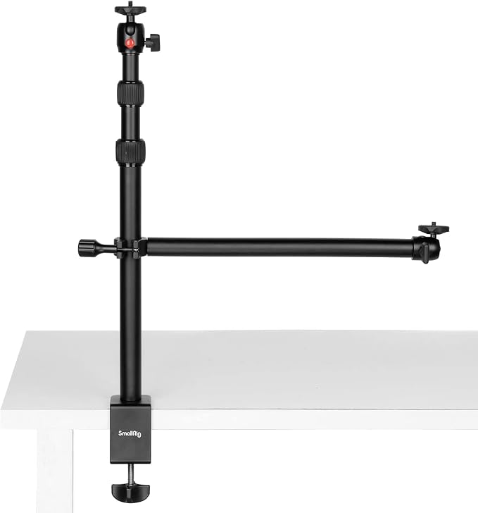 SMALLRIG Camera Desk Mount Table Stand, 13"-35.4" Adjustable Light Stand | Tabletop C Clamp with 1/4"-20 Screw Ball Head for DSLR Camera, Ring Light, Live Streaming, Photo Video Shooting - 3992 by SmallRig