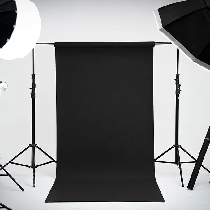 Kate Seamless Paper Backdrop Black Seamless Backdrop Paper Rolls (106.8''x32.8' Jet) - Image 2