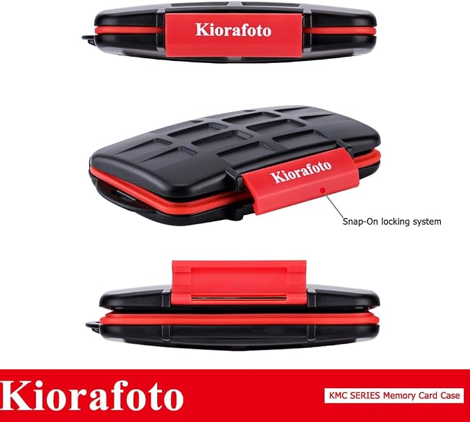 Kiorafoto 28 Slots Memory Card Case for 16 MicroSD + 8 SD + 4 Compact Flash | IPX5 Water-Resistant,SD SDHC SDXC Micro SD TF CF Card Holder Wallet,Hard Shell with Rubber Interior & Carabiner & Sim Tool - Image 9