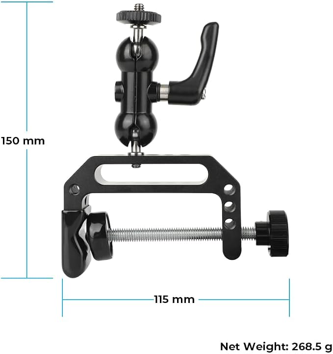 CAMVATE C Clamp with 1/4"-20 Mini Ball Hand for Monitor Led Light Accessory | Jaw open 65mm - Image 2