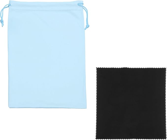 Ski Goggle Bag, Microfiber Bag with Cleaning Cloth Drawstring Pouch Soft Storage Sleeve Case Protection 1 Pcs & Light Blue-Fitting for (Snow Swimming Goggle/Sunglasses/Camera) by YELARXI