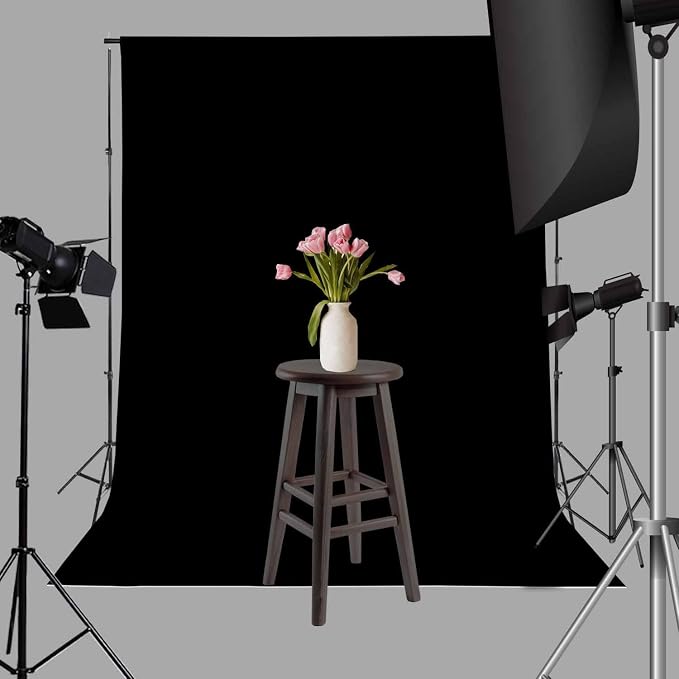 Black Backdrop Background for Photography, 8ft x 10ft Photo Background Curtain Rod Pocket Fabric Drapes Panels for Boys Birthday Holiday Home Halloween Decoration Portrait Photoshoot, Party and Video - Image 5
