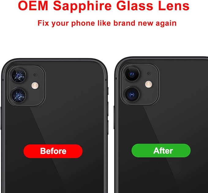 Original Back Rear Camera Lens Glass Replacement for iPhone 11 6.1 inches with pre-Installed Adhesive and Reparing Toolkit - Image 5