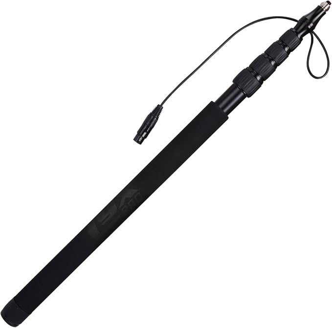 LyxPro Portable Mic Boom Pole Arm 5 Section Stretchable Padded Handheld Telescopic Aluminum Adjustable With Built In Internal XLR Cable Shotgun Zoom Microphones, Fish Pole extends 2.4’ - 9.25’ MPL-20 by LyxPro