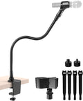 19" Gooseneck Microphone Stand for Desk, Clamp-On Arm with Heavy-Duty Clamp | 5/8-to-3/8 & 1/4 Adapters, Black Steel, Sturdy Clip, Easy Clamp-On Mount, for Podcast, Pulpit, Podium, Studio, Broadcasting by EtourAudio