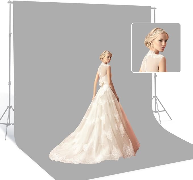 BEIYANG Light Grey 10 x 20 Ft Large Screen Backdrop Cloth for Photography, Non-Reflective Gray Photo Background Screen for Portrait Product Photo Studio Shooting Props, Background Decoration Cloth by BEIYANG