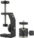 UTEBIT Super Clamp Mount with Mini Ball Head Mount, Black (90mm) | 1/4" Screw Hot Shoe Mount Adapter Camera Clamp Mount for Desk, Bicycle Gopro Clamp Mount Compatible for DJI Action 2/Insta360 by UTEBIT