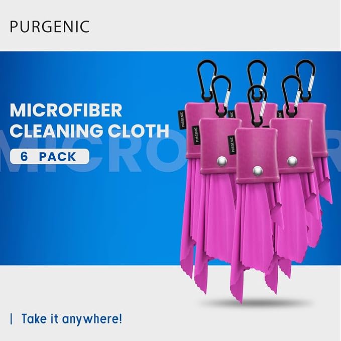 Microfiber Cloth & Glasses Wipes (6 Pack) Lens & Glasses Cleaning Cloth - Eye Glass Clean Cloths - Eyeglass Cleaning Cloth - Glass Cleaning Cloth - Camera Lenses & Gadget Delicate Screens - Pink - Image 2