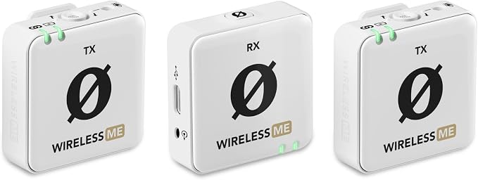RØDE Wireless ME Dual Set Ultra-Compact Wireless Microphone System with Built-in Microphones, GainAssist Technology and 100m Range for Filmmaking, Interviews and Content Creation (White) by R%C3%98DE