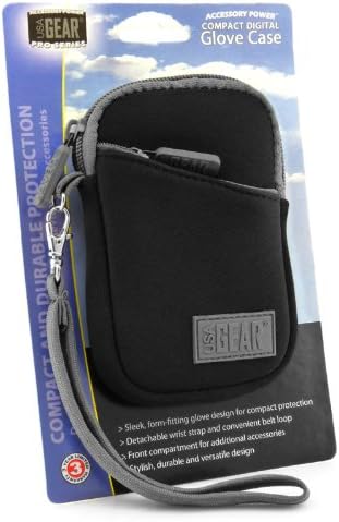 USA GEAR Compact Camera Case - Water Resistant Digital Camera Small Bag w/Belt Loop, Wrist Strap, Pocket for SD Card, Charging Cable - Pouch Compatible with Canon, Nikon, Sony and More (Black) - Image 9