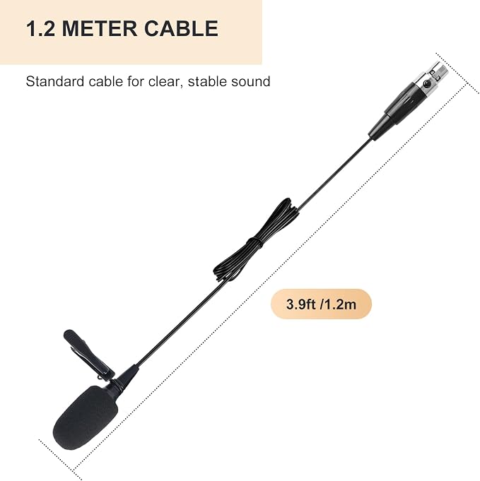 Lavalier Microphone, Cardioid Condenser Clip On Microphone, Lapel Microphone Compatible with Shure Microphone Wireless System, Mini 4 Pin XLR Plug, Ideal for Lectures, Theater, Actors - Image 4