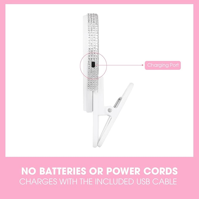 Riki Sweetheart Clip-On LED Makeup Mirror and Selfie Light, Rechargeable with Long-Lasting Battery, CRI 95+ for Phone, Laptop, and iPad, Film for TikTok, Instagram (White Sparkle) - Image 8