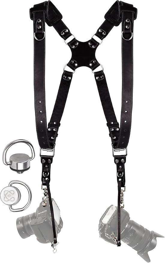 Dual Camera Harness Leather Camera Strap DSLR/SLR, All-Day Comfort by CCoiro