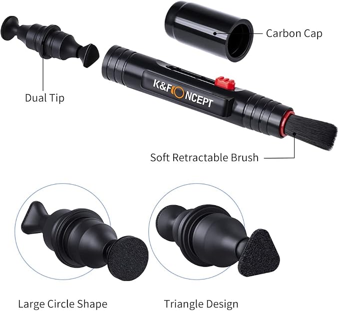 K&F CONCEPT Professional Lens Cleaning Kit for DSLR & Mirrorless Cameras with APS-C/Full-Frame Sensor Cleaning Swabs/Lens Cleaner/Gloves/Camera Blower/Lens Pen Brush/Microfiber Cloths/Carrying Case - Image 5
