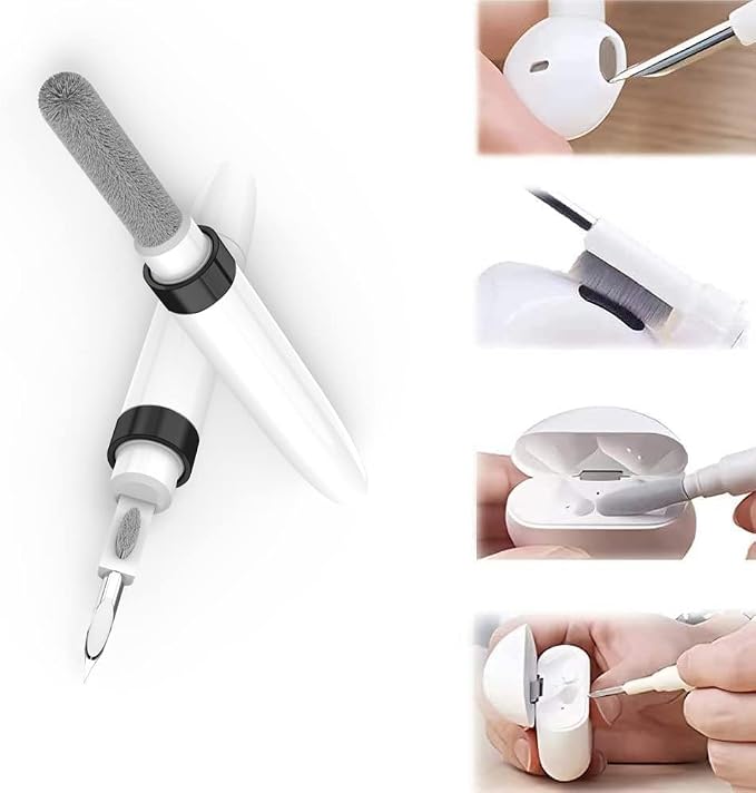 Dual-Brush Earbud Cleaning Pen | 4-in-1 Pro Kit for Precision & Durability, Tool Compatible with Airpods, Galaxy Buds, All Wireless Headsets -Black - Image 2
