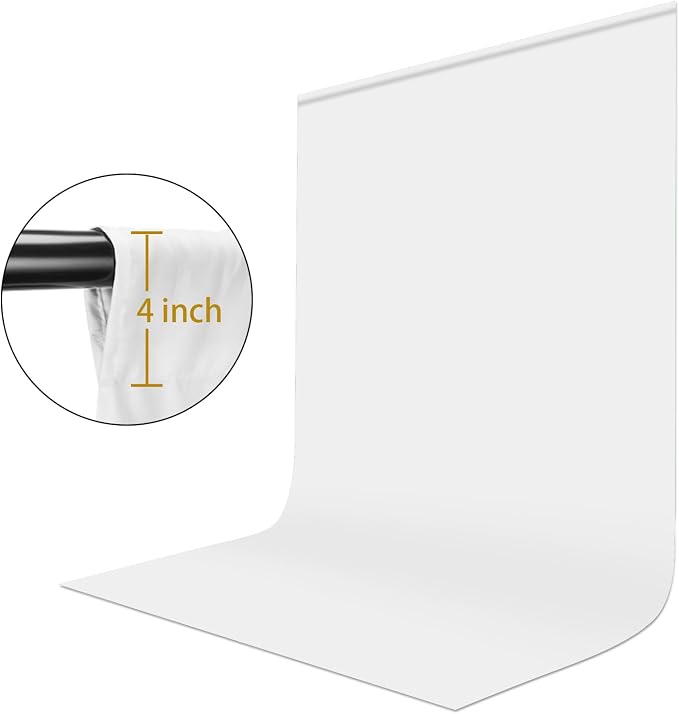 3.2x5ft White Screen Backdrop Small, Non-Reflective Fabric Backdrops | Wrinkle Resistance Seamless Background Curtain, White Photography Background for Streaming, Studio Portrait Shoots - Image 2
