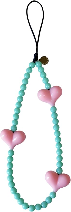Drawwind Phone Charm Beaded Wristlet Strap Universal Cell Phone Lanyard Cute Bracelet Wrist Strap Beaded Chain String Handmade Accessories for Case Camera Bags (Love Hearts) by Drawwind