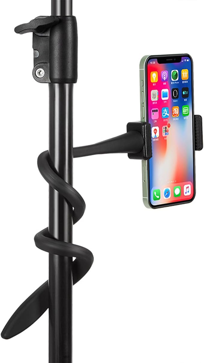 Microphone Holder Cell Phone Holder Adjustable Gooseneck Smartphone Holder for iPhone16/15/14/13/12 Pro Max and Samsung Galaxy All Smartphones Universal Guitar Playing Live Gig Cell Phone Clip Holder - Image 6