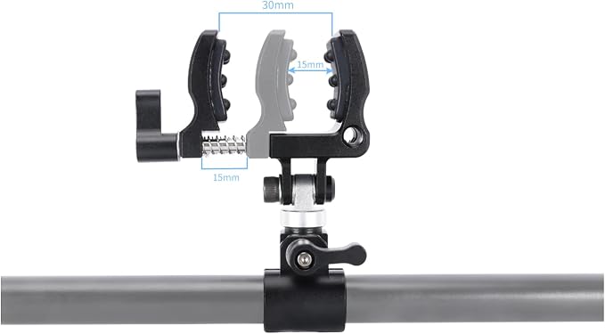 NICEYRIG Shotgun Microphone Holder Universal for Microphone/LED Torch - 628 | 18.5mm - 35mm Adjustable Aluminum Clamp for 15mm Rod Mount Shocks and Noises Absorption - Image 5