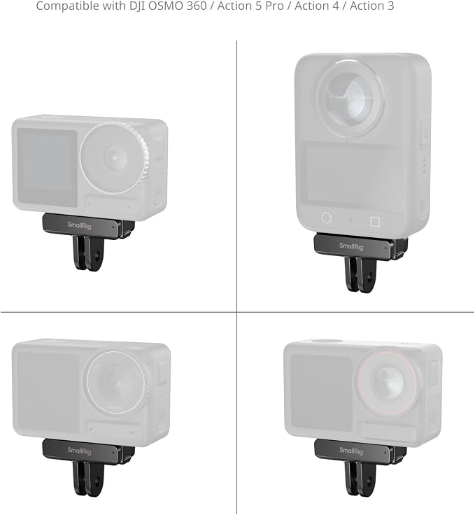 SMALLRIG Quick Release Mount 2-Pack for DJI Osmo 360/Action 5 Pro/4/3-5813 | 2-Prong Mount Adapter for Magic Arm/Selfie Stick/Crab Clamp, for DJI Osmo 360 & Action 5 Pro/4/3 - Image 9