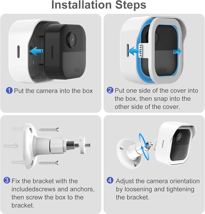 360° Adjustable Blink Outdoor Camera Mount with Sync Module Mount, White | 2Pack Wall Mount for Blink Camera 4/Outdoor 2K+, Weatherproof Housing Cover for Blink Camera System, Improve Viewing Angle - Image 8