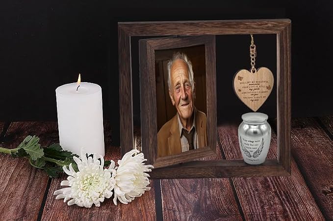 DB Memorial Picture Frame Fits 4''x6'' Photo and 2.6 Inches Silver Medium Urns for Human Ashes Keepsake，Mini Cremation Urn and Memorial Photo Frame Set for Loss of Loved One Sympathy Gift - Image 6