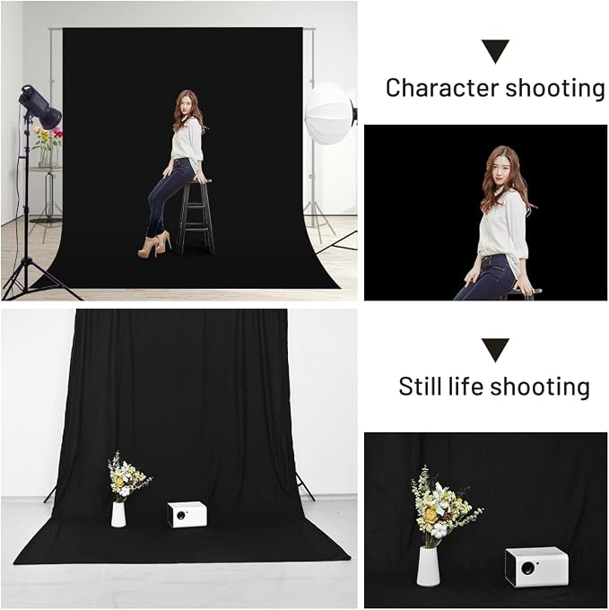 Black Backdrop Background,10 X 10 FT Large Photography Backdrop Photo Photoshoot Background Screen for Photography Photo Booth Backdrops Parties Curtain - Image 3