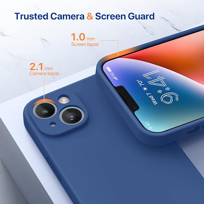 Miracase Silicone for iPhone 14 Case, Glass Blue | Soft Anti-Scratch Microfiber Lining, Premium Silicone Cover Shockproof Drop Protection Phone Case for 14 - Image 5