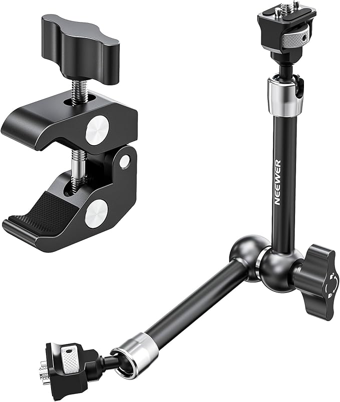 Neewer 11" Articulating Magic Arm Clamp Mount with Super Clamp, Camera Monitor Mount with 1/4" 3/8" ARRI Locating Pins & Holes for DSLR Action Camera Video Light Compatible with SmallRig Cage, ST16C - Image 4