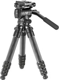 NEEWER Carbon Fiber Desktop Mini Tripod for Camera, Tabletop Portable Travel Tripod with Video Fluid Head, QR Plate for TikTok DSLR Action Camera Video Recording Streaming, Max Load 6.6lb/3kg, TP10 by Neewer