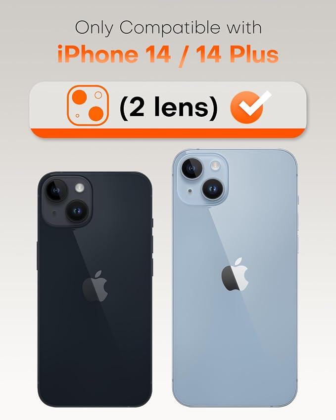 TOCOL Camera Lens Protector for iPhone 14 / iPhone 14 Plus Tempered Glass HD Individual Scratch Resistant Camera Cover Accessories Case Friendly 2 Pack（Light Blue） - Image 2