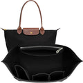Doxo Purse Organizer Insert for Longchamp Le Pliage Tote, Large Bag Organizer with YKK Zipper Pocket & Cup Holder, Handbag Shaper for Women, Fits Original/Green/Energy L Tote, Black-WL by Doxo