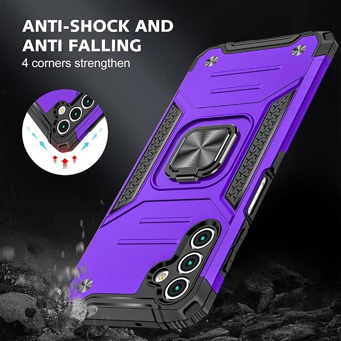 HNHYGETE for Galaxy A13 5G Phone Case with Screen Protector, 360°Military Grade Rotatable Kickstand [Heavy Duty] Protective Cases for Samsung Galaxy A13 5G (Purple) - Image 7